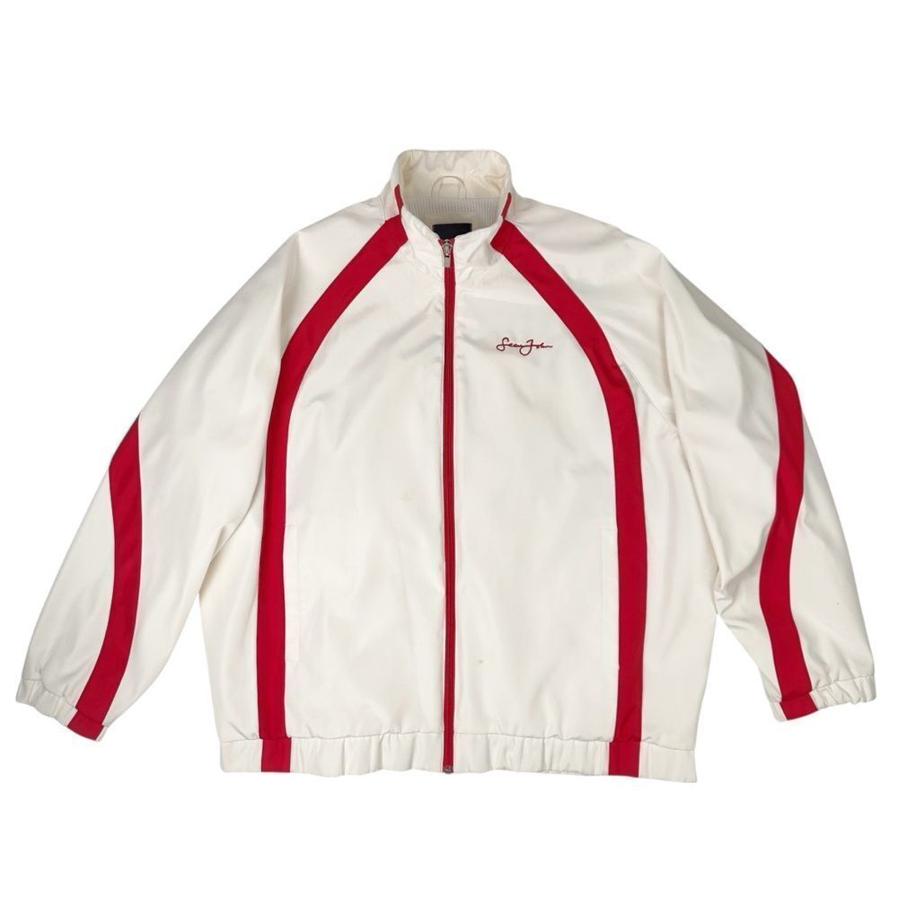 Vintage Sean John Jacket Mens XL Ivory Red Full Zip Hip Hop Y2K